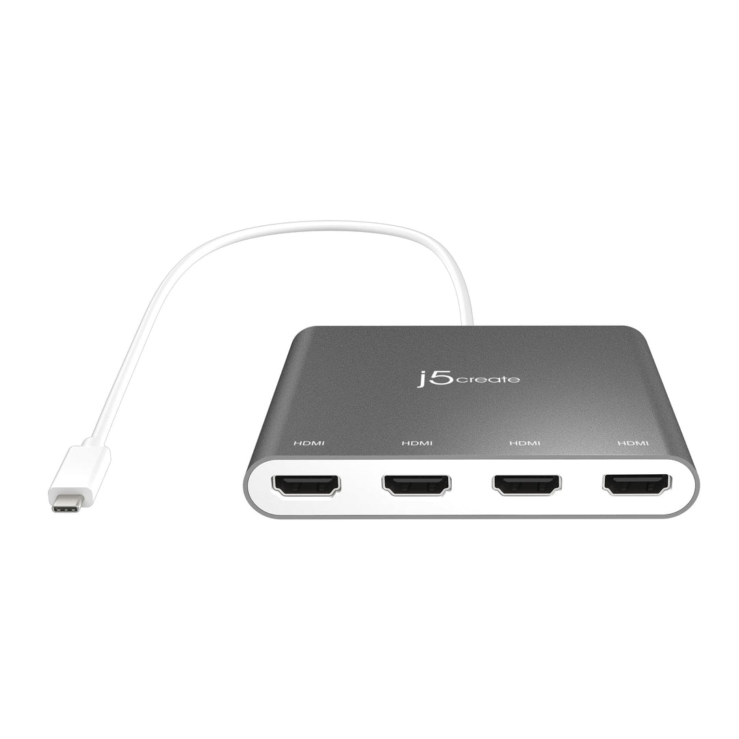 j5create USB-C auf 4 HDMI Anschlüsse Adapter Hub- Multimonitor Verteiler - Unterstützt Vier 1080p 60