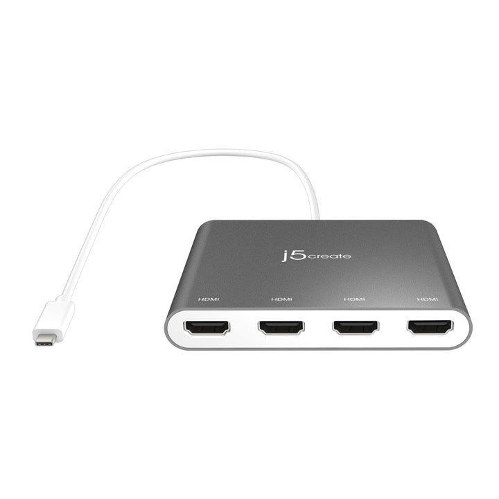 j5create USB-C auf 4 HDMI Anschlüsse Adapter Hub- Multimonitor Verteiler - Unterstützt Vier 1080p 60