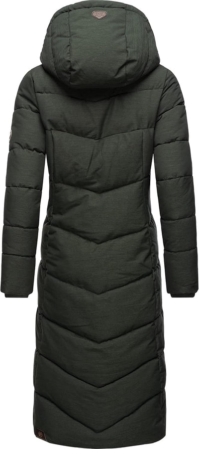 Ragwear Damen atmungsaktiver Wintermantel Warmer wasserdichter Steppmantel lang mit Kapuze Pavla Lon