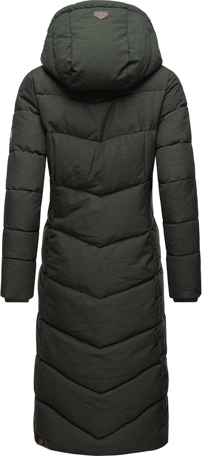 Ragwear Damen atmungsaktiver Wintermantel Warmer wasserdichter Steppmantel lang mit Kapuze Pavla Lon