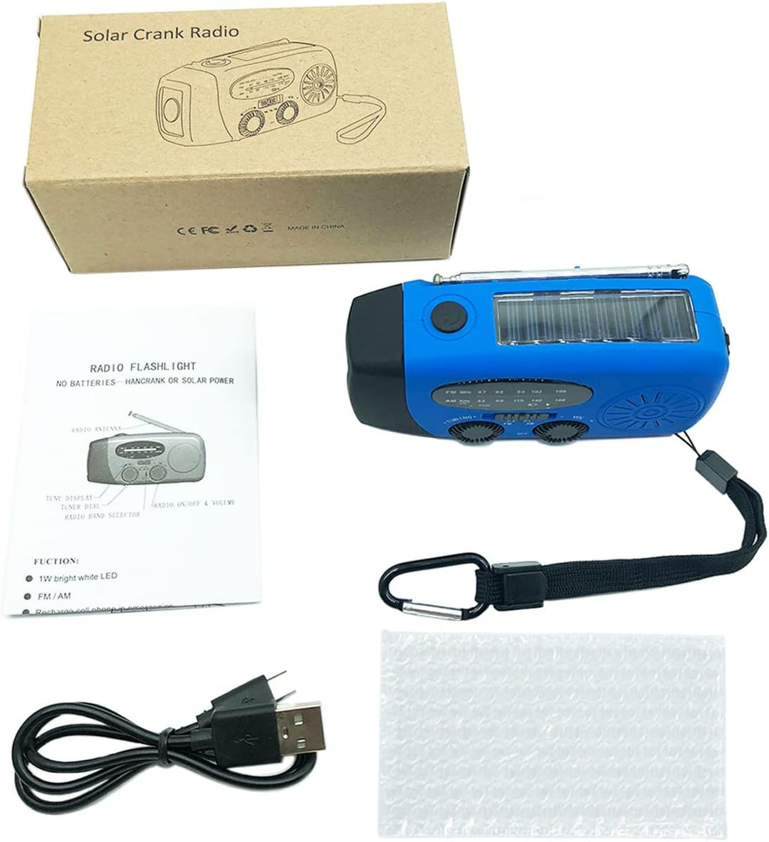 NNOOAADIO Solar Kurbelradio, Notfallradio wiederaufladbar 2000mAh Power Bank AM/FM Wetterradio mit S