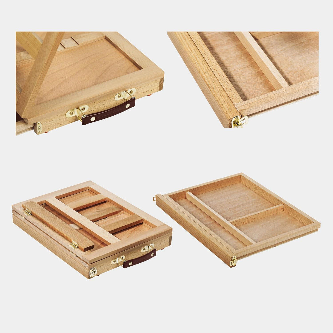 Tischstaffelei Holz Staffelei Tisch Malkoffer 34x26cm Buchenholz Zeichenbrett Workstation zu bemalen