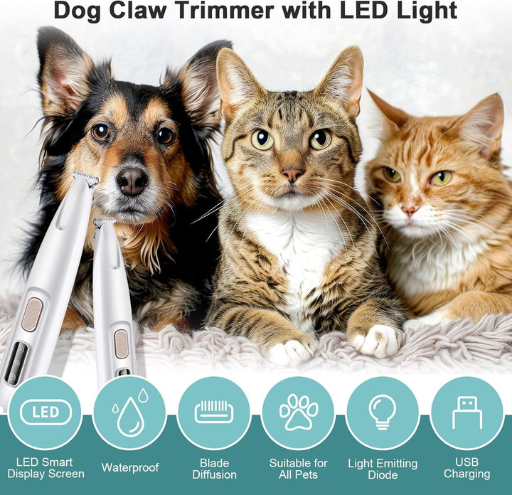 Pfotentrimmer für Hunde & Katzen,Extra Leiser Haarschneider mit LED Licht, Kabellos & Wiederaufladba