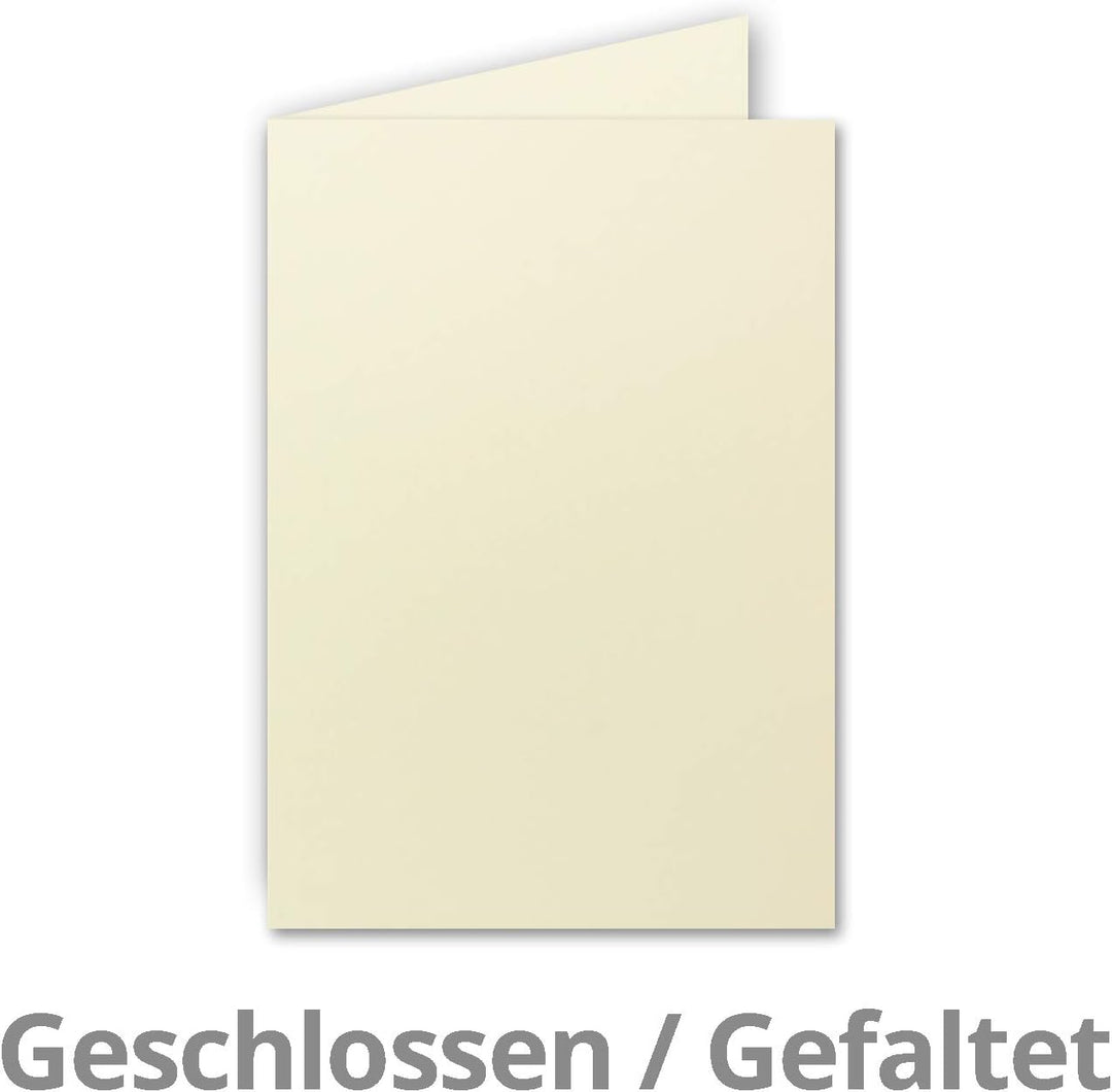 1000x Faltkarten Set DIN A6/C6 mit Brief-Umschlägen in Vanille - inklusive Einleger - 14,8 x 10,5 cm