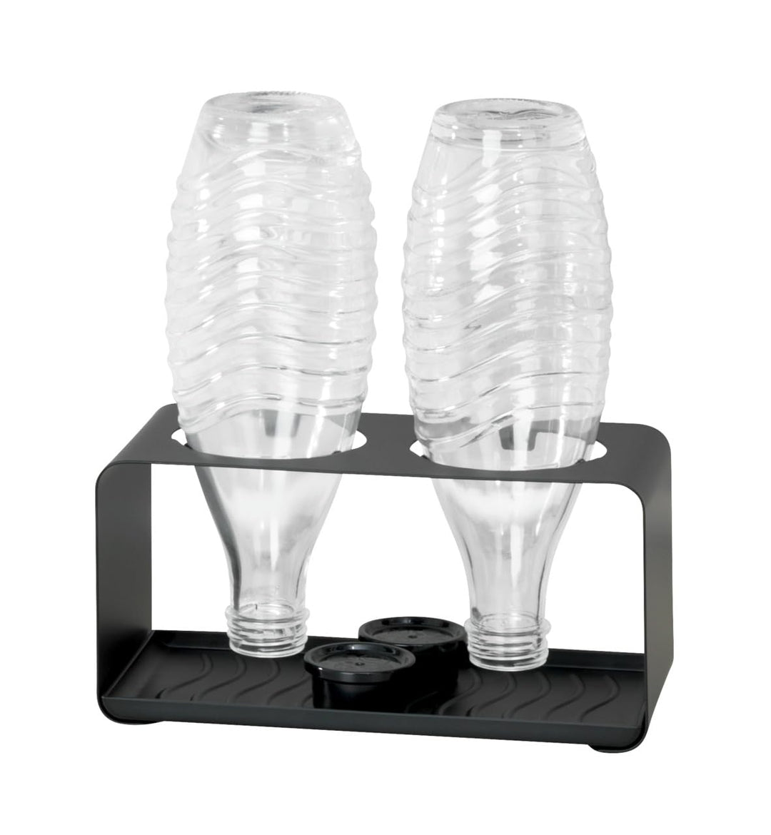 WENKO Flaschenhalter Wave mit herausnehmbaren Abtropftablett Schwarz
