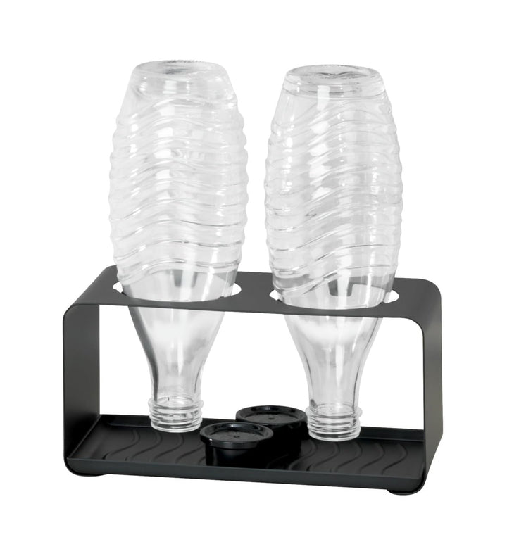 WENKO Flaschenhalter Wave mit herausnehmbaren Abtropftablett Schwarz