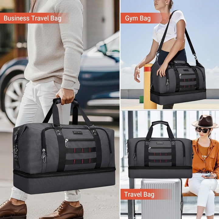 WITZMAN Reisetasche Herren 55L Nylon Weekender Duffle Bag mit Kulturbeutel | Mehrere Taschen mit Sch