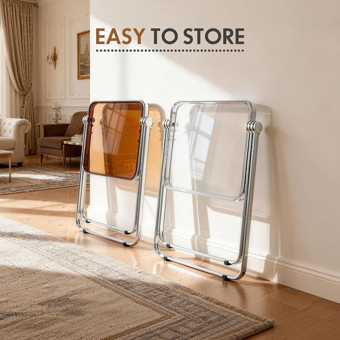 Klapptisch aus Acryl, transparent,- Leicht Faltbarer Design-Tisch für Wohnzimmer, Küche, Balkon-plat