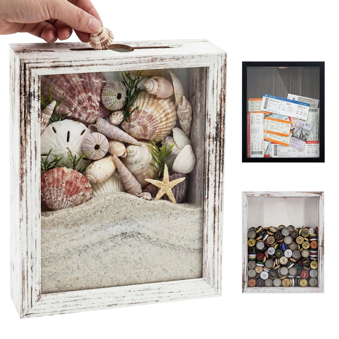GraduationMall 20x25cm 3D Bilderrahmen für Tickets Shadow Box mit Slot,Rahmen zum Befüllen Speicherb
