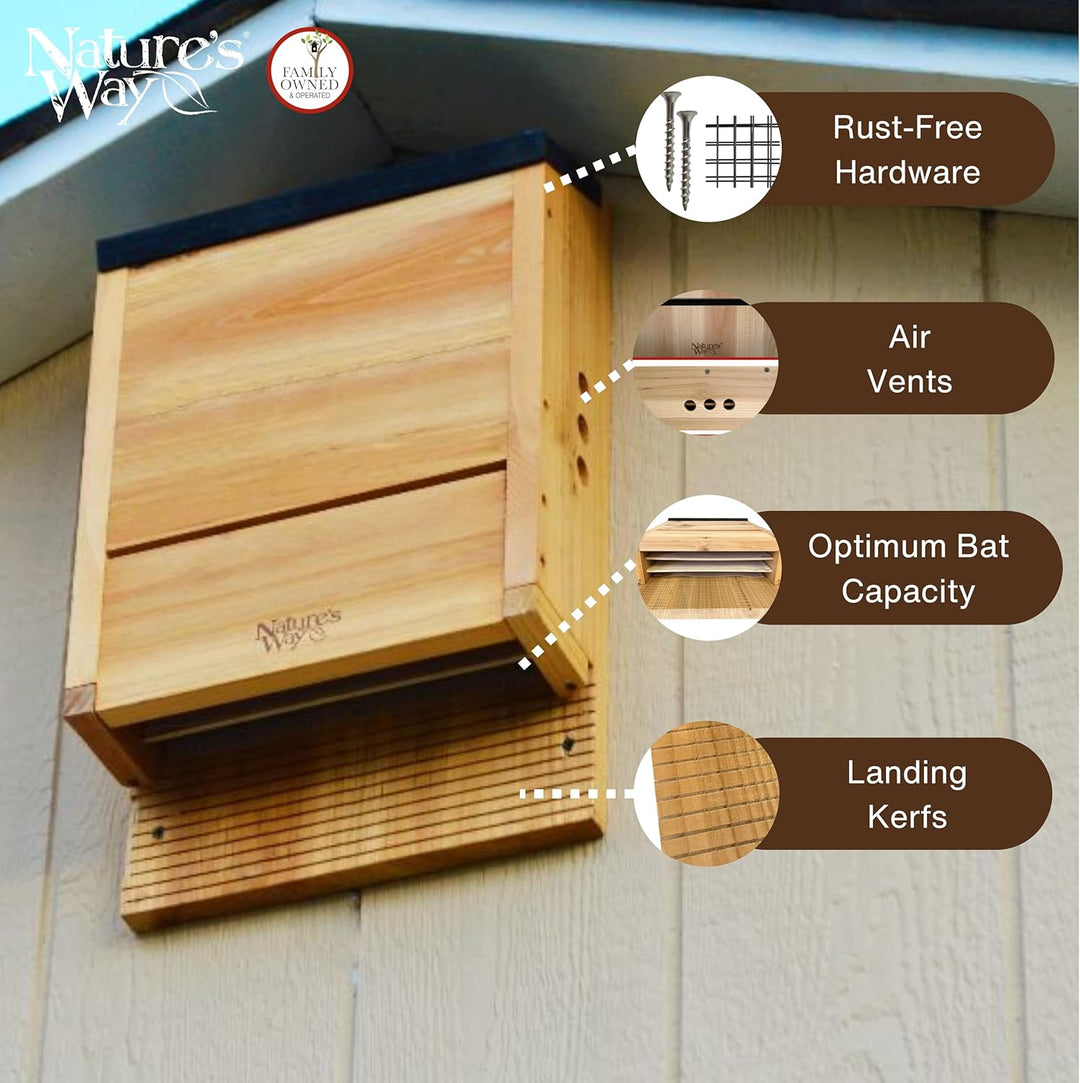 Nature 's Way Vogel Produkte cwh6 Triple Kammer Cedar Bat House, 52,1 x 30,5 x 12,7 cm Garten, Garte