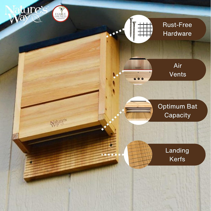 Nature 's Way Vogel Produkte cwh6 Triple Kammer Cedar Bat House, 52,1 x 30,5 x 12,7 cm Garten, Garte