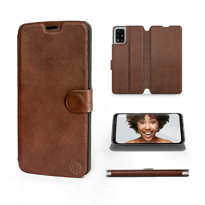 Mobiwear | Echt Lederhülle | Kompatibel mit Samsung Galaxy M51, Made in EU handyhülle, Slim Leather