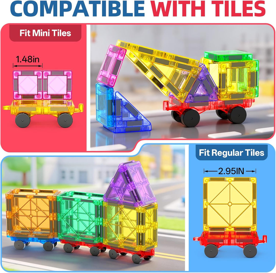8 Stück Magnetbausteine Mini Auto Set Kompatibel mit Mini- und Standard Magnetische Bausteine Reises