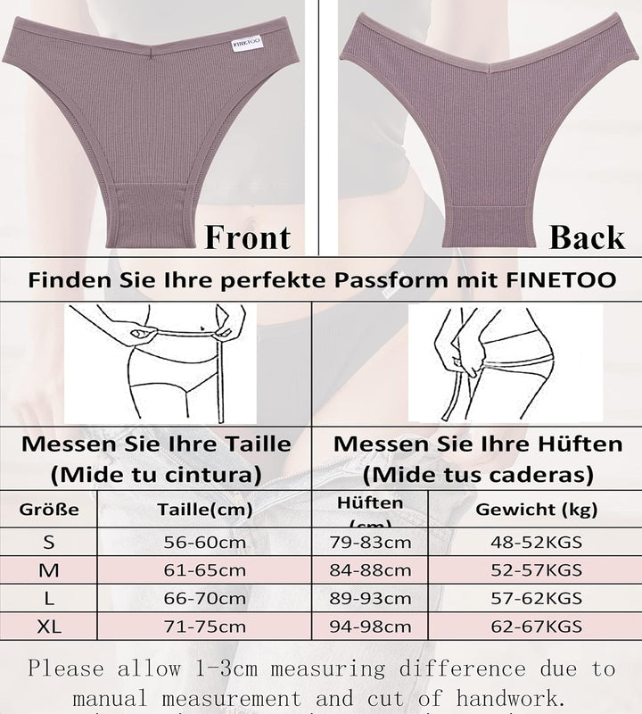 FINETOO 10er Damen Brazilian Slip Bikini Set Sexy Mädchen Baumwoll Unterwäsche Unterhosen Bequem Des
