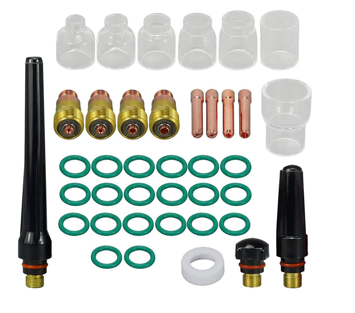 RIVERWELD WIG Stubby Gaslinse Spannzangenkörper und Pyrex Cup Kit Für DB SR WP 17 18 26 WIG-Schweiss