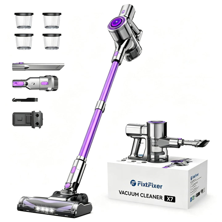 Akku Staubsauger, 60KPA/400W Kabelloser Staubsauger mit LED-Display, Anti-Tangle-Bürste, Wandladesta