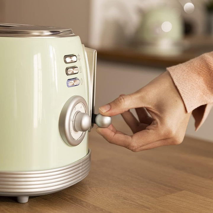 Cecotec Toast&amp;Taste 800 Vintage Light Green, 850 W, Doppelschlitz, extra breit, 3, 8 cm, 2 Toasten,
