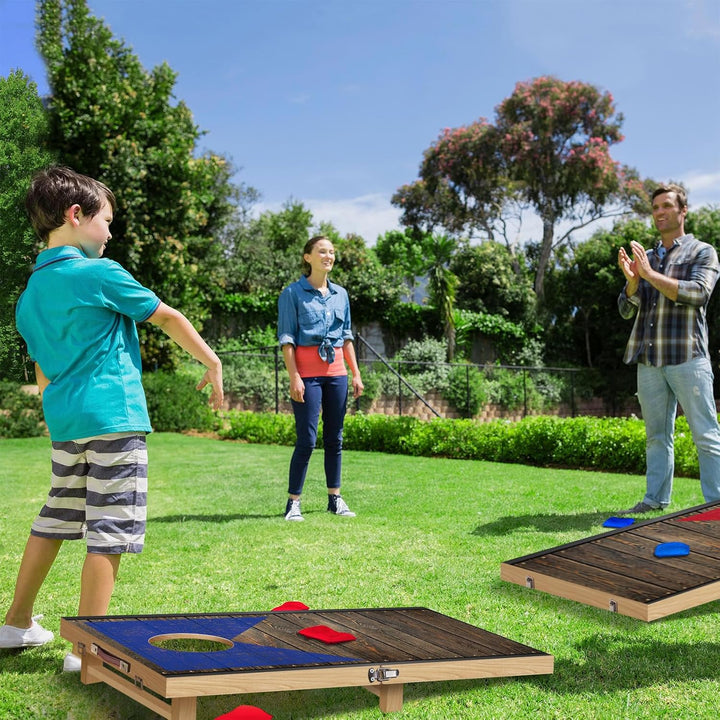 NZQXJXZ Cornhole Spiel Set aus Massivholz – 120 x 55 cm Faltbare Cornhole Bretter mit 8 Sitzsäcken u