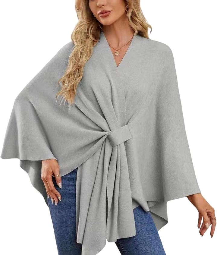 Damen Schal Wrap Poncho – offene Vorderseite, Cardigan, Schal, Wickelumhang, eleganter Schalumhang,