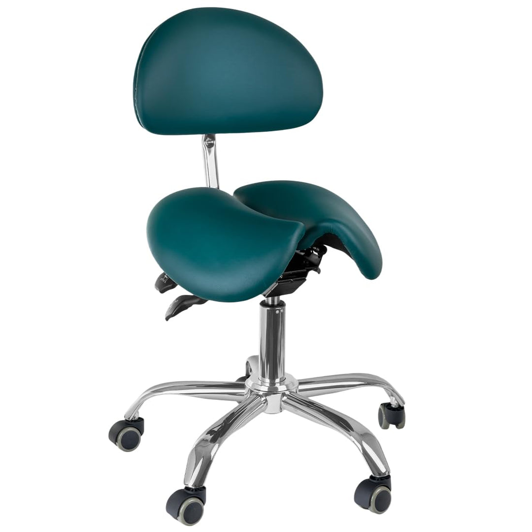 Spacetronik Sattelhocker mit Verstellbarer Rückenlehne, Zweigeteilter Ergonomischer Sattelsitz, Höhe