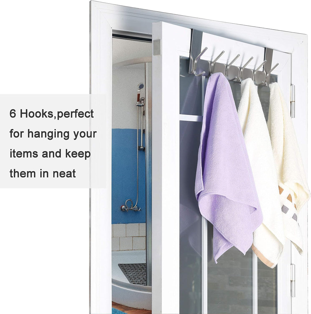 WEBI Türhaken zum Einhängen,Türgarderobe mit 6 Haken,Türaufhänger,Kleiderhaken Tür,Haken Tür,Türhake