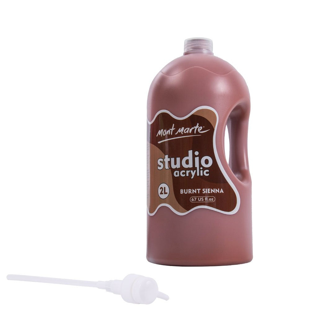 Mont Marte Discovery School Acrylic, gebrannte Sienna, 2 Liter, ideal für Studenten und Künstler, he