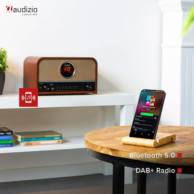 Audizio Salerno - DAB Radio Tuner, stilvolles Retro Radio mit kristallklarem Sound für EIN tolles Hö