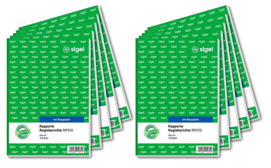 SIGEL RP510/10 Rapport / Regiebericht A5, 100 Blatt, 10er Pack 10 Stück, 10 Stück