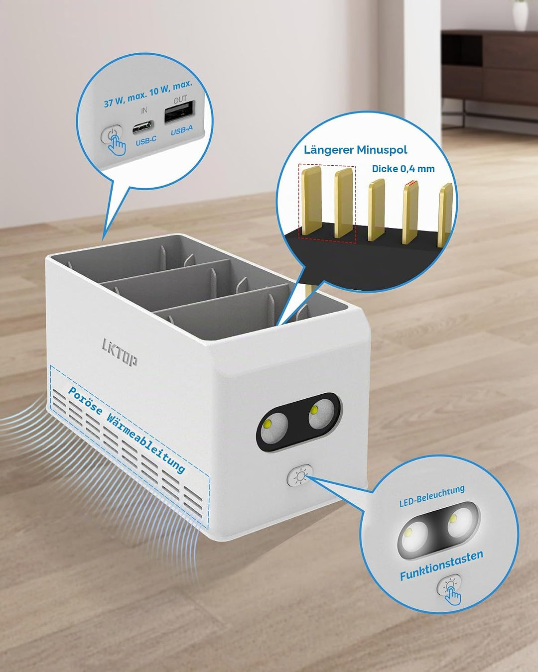 LKTOP - Mini 5Pro/4 Pro/3 37 W USB-C Schnelllade-Hub für DJI Mini 5/4/3/Plus Serie, Zubehör für Skyr