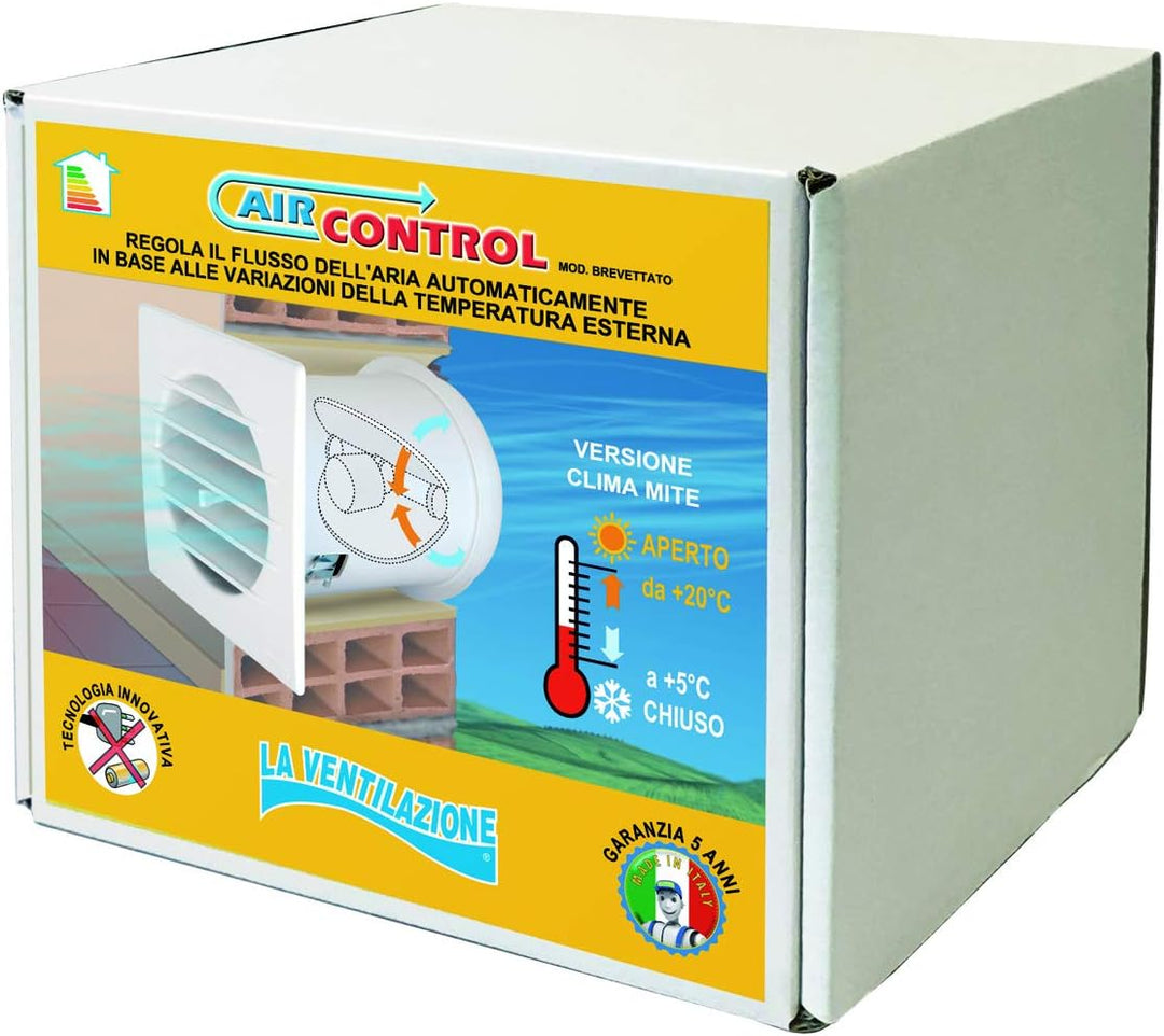 La Ventilazione ACQ10CB-Y Lüftungsgitter, Bianco, 126x126 mm Bianco 126x126 mm Mit Thermostatventil,