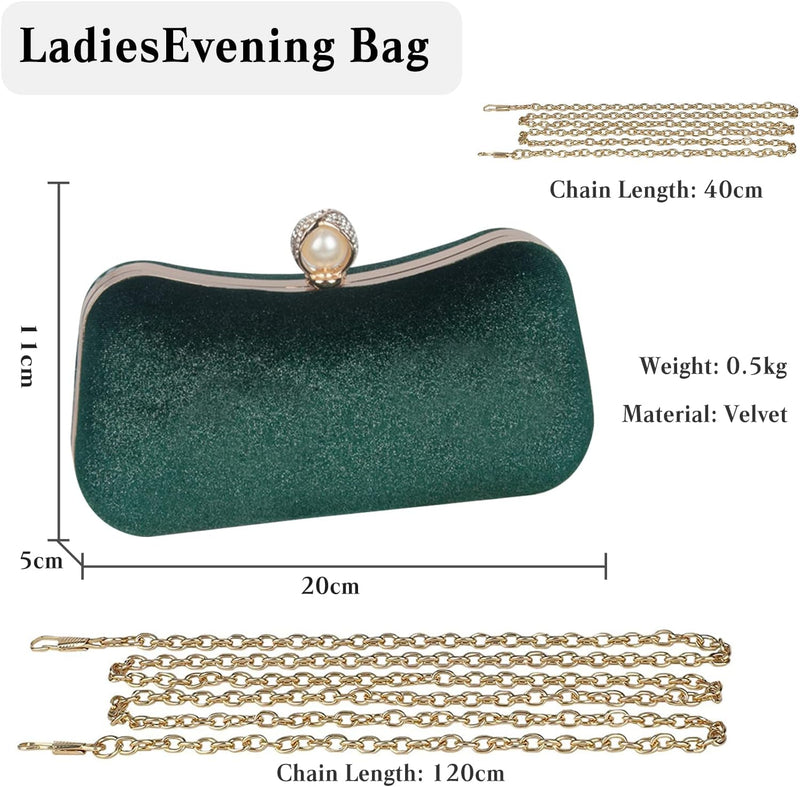 CORIOS Samt-Abendtaschen für Frauen Glitter Handtasche Shining Clutch Bag Glänzend Schultertasche Ke