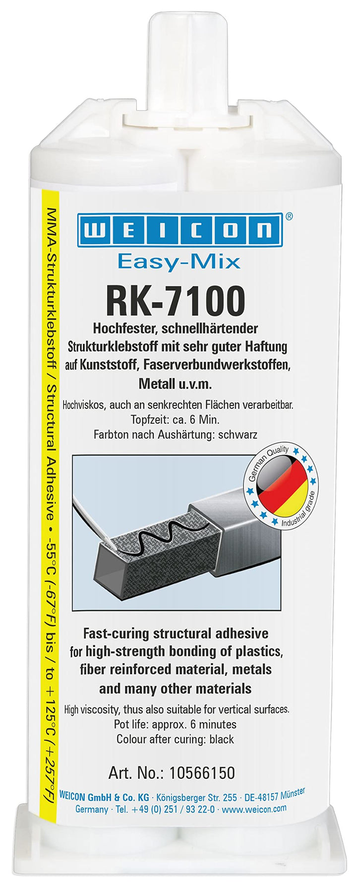 WEICON Easy-Mix RK-7100 50 g Acrylat-Strukturkleber für Kunststoff & Metall schwarz