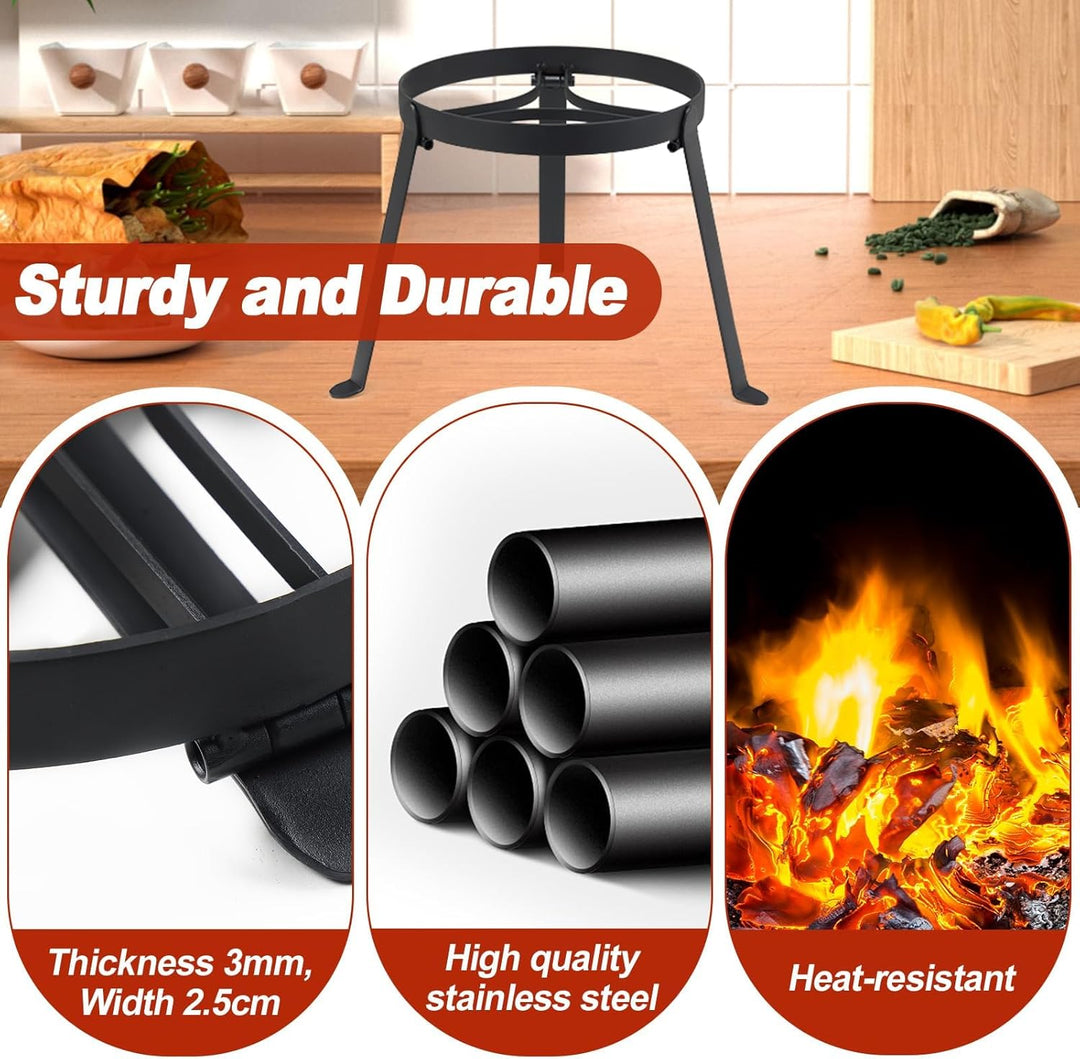 Pfannenknecht für Lagerfeuer, Gestell für Pfanne Schwarz, Dutch Oven Untersetzer Outdoor, Topfstände
