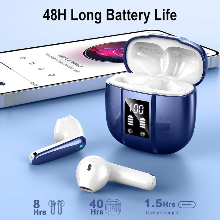 Nerunsa Bluetooth Kopfhörer, Kopfhörer Kabellos Bluetooth, 50 Std Spielzeit In Ear Kopfhörer mit 4 E
