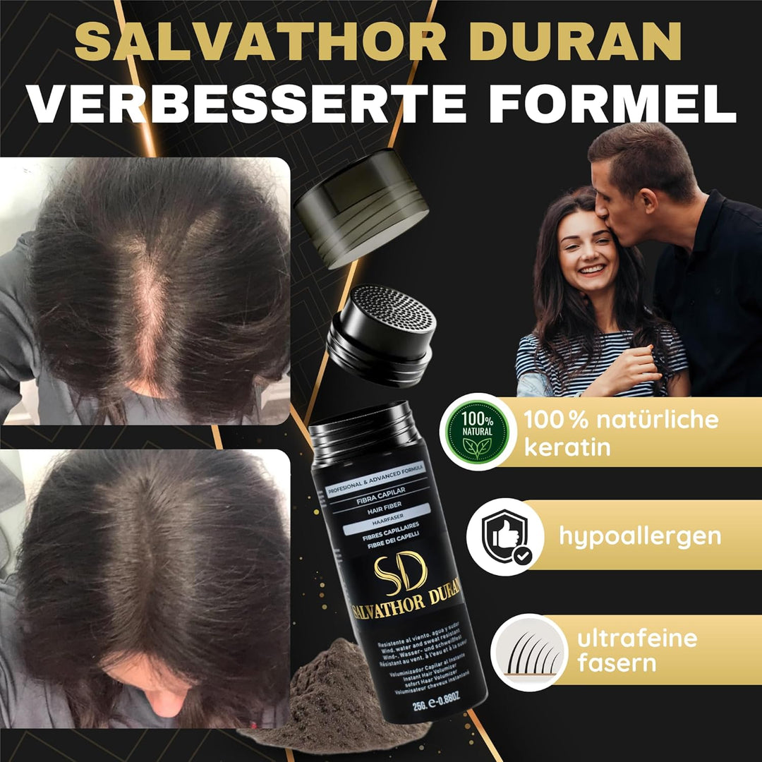 SALVATHOR DURAN Streuhaar zur Haarverdichtung - Schütthaar zur vollem Haar in Sekunden - Haar Puder