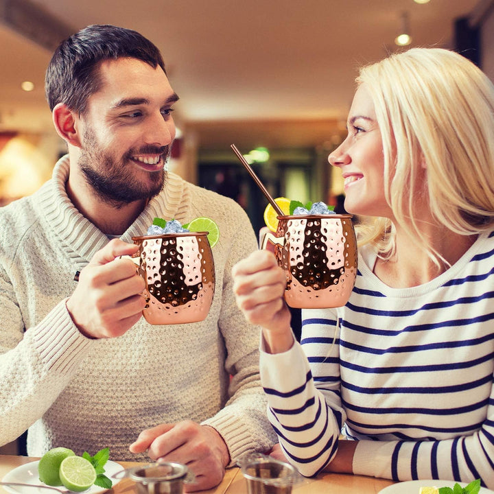 izdeel Moscow Mule Becher 4er Set Kupfer Becher 550ml für Cocktail, Gin, Bier, kalte Getränke, Zuhau