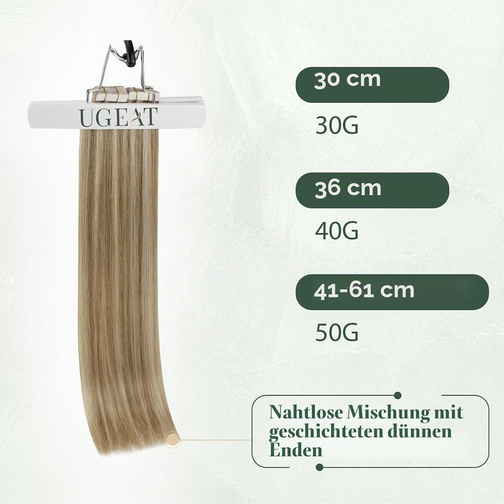 Ugeat Extensions Echthaar Tape 45 cm Blond Haarverlängerung Invisible Tape Extensions Echthaar Glatt