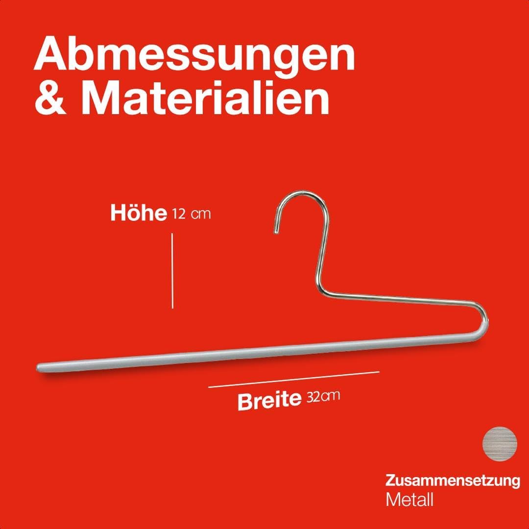MAWA Hosenbügel, Set mit 10 platzsparenden Kleiderbügel, ideal für Jeans, Stoffhosen und Anzughosen,