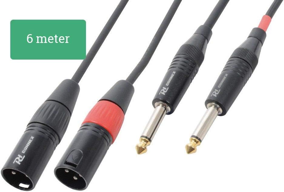 Kabel 2x XLR-Stecker auf 2x 6,3 mm Mono Klinke - 6 m