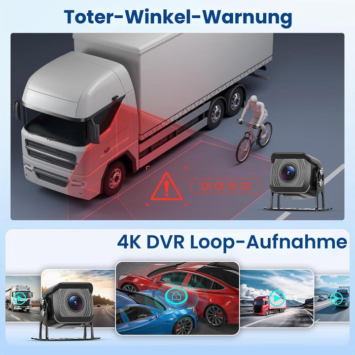 Hikity Rückfahrkamera Kabellos 7" HD Touchsreen mit 2 Rück Kamera mit Nachtsicht IP68 Wasserdicht+4K