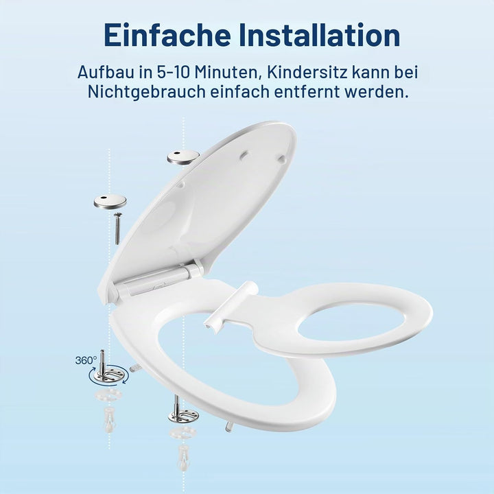 WC Sitz mit Absenkautomatik Oval,Toilettenbrille O, Klobrille Soft Close, Toilettensitz für Bad,Weis