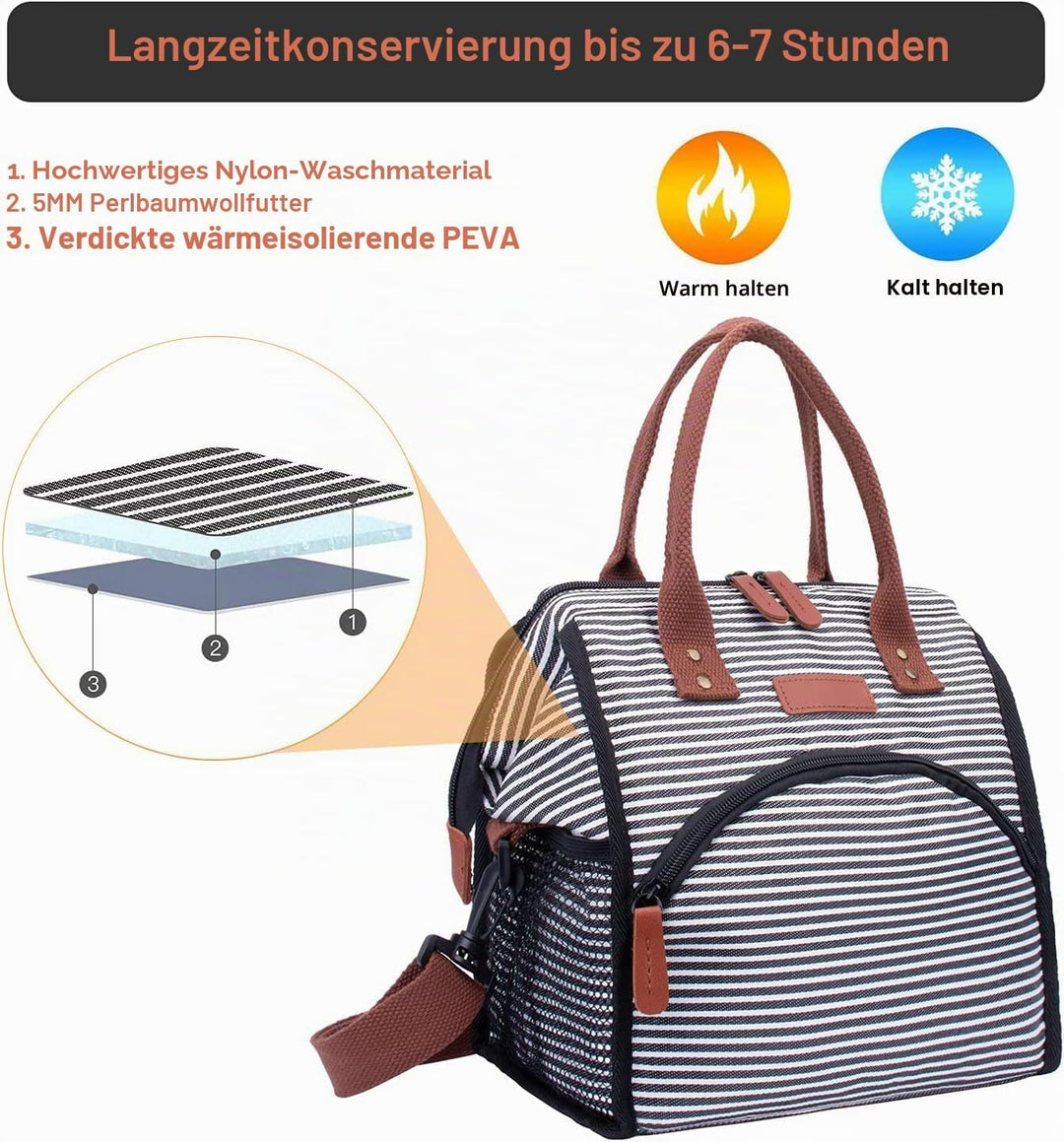 Kühltasche Damen Kühlbox Lunchtasche Wasserdicht und Auslaufsicher, Cooler Bag Faltbar Isoliertasche