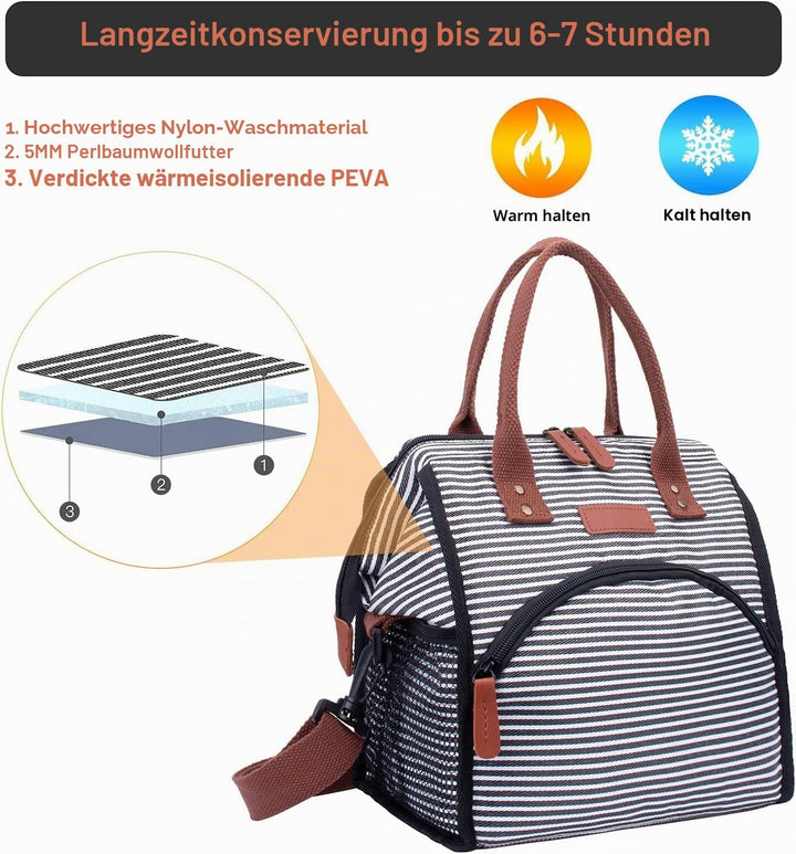 Kühltasche Damen Kühlbox Lunchtasche Wasserdicht und Auslaufsicher, Cooler Bag Faltbar Isoliertasche