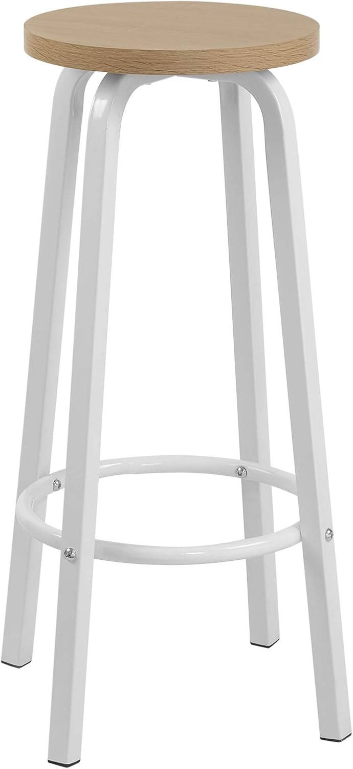 WOLTU 4X Barhocker Barstuhl Bistrohocker Tresenhocker runde Sitzfläche aus MDF Gestell aus Metall Na
