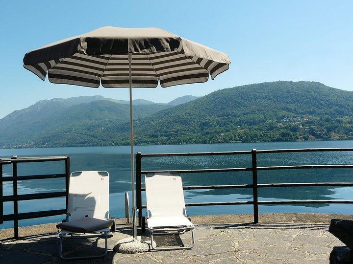 Maffei Art 181 Sonnenschirm rund, cm 200, Baumwolle duplex. Made in Italy. Farbe Taupe/gestreift tau