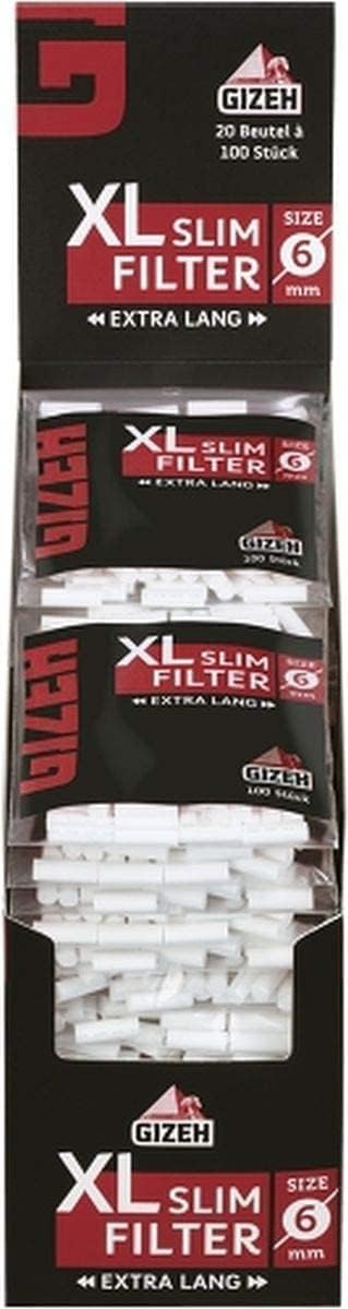 Gizeh 19858 Black XL Slim 6 mm Durchmesser-19 mm Länge-20 Beutel a 100 Filter, Papier