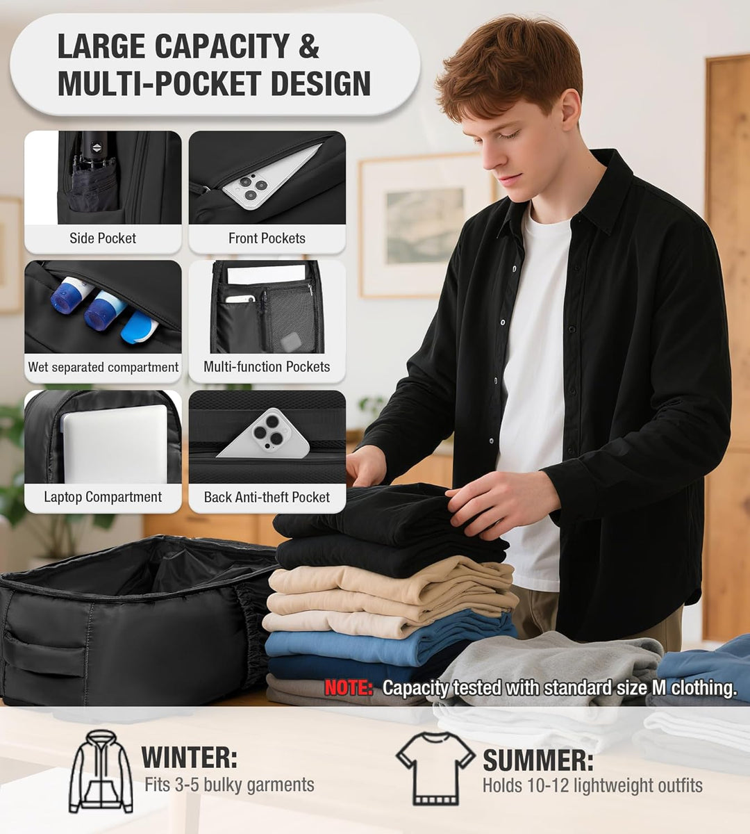 BOXSAM Vakuum Rucksack Handgepäck Flugzeug Tasche Airbag mit Vakuumsystem Reisen Tagesrucksack Ryana