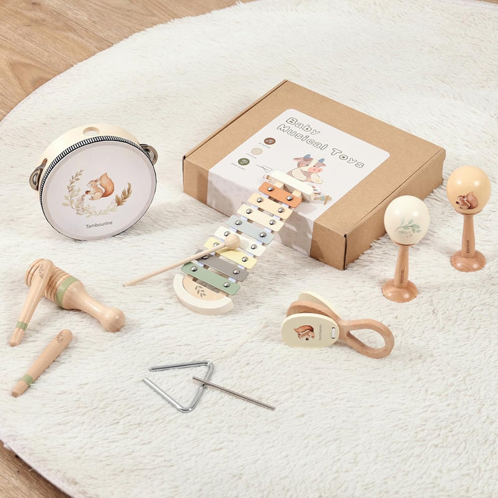 OESSUF Musikinstrumente für Kinder ab 1 Jahr, Montessori Spielzeug Baby ab 1 2 3 Jahr Xylophone Tamb