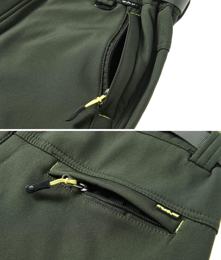 CARWORNIC Herren Wanderhose Wasserdicht Skihose Softshellhose Trekkinghose 36W / 32L #2 Armeegrün, 3