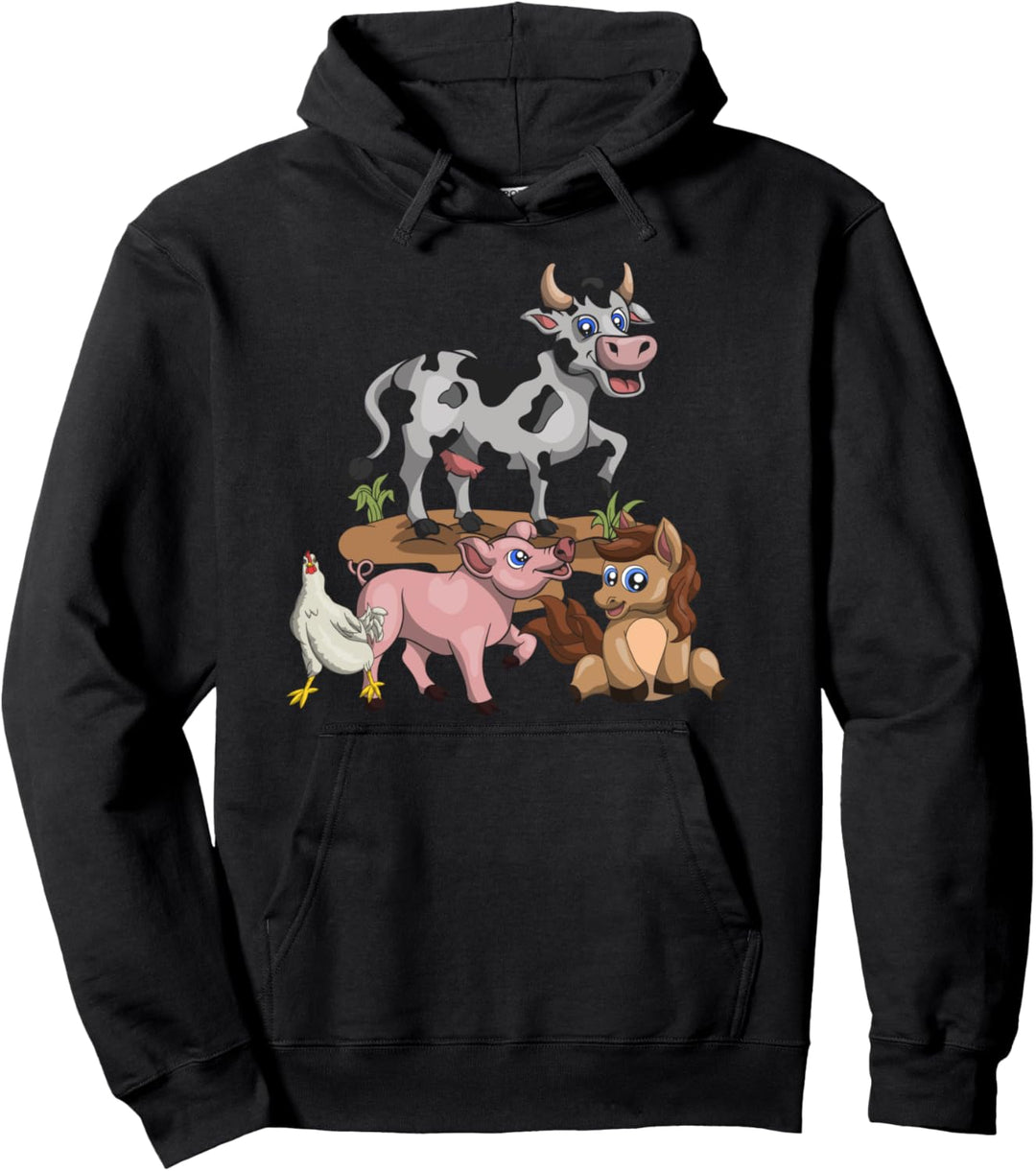 Farmer Kuh Huhn Schwein Pferd Kinder Geschenk Bauernhof Tier Pullover Hoodie